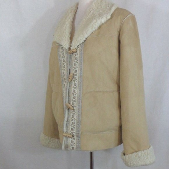 COLDWATER CREEK SZ L FAUX FUR SUEDE  JACKET - Picture 4 of 6
